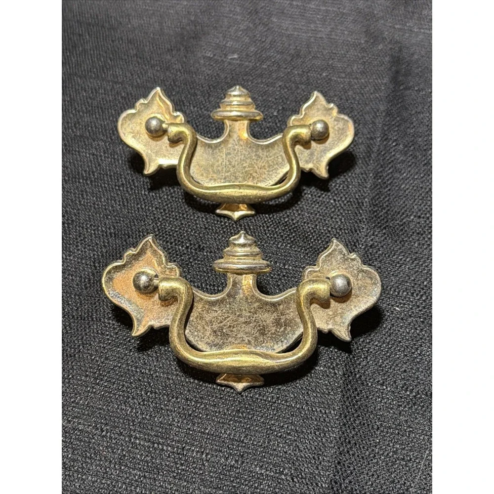 Vintage Brass Drawer Pulls Chippendale Batwing Ornate Replacement Lot of 7 READ